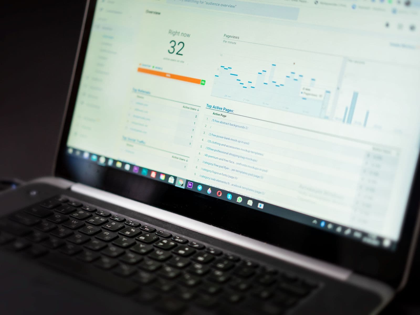 Tableau de bord d'analyse de données et de performances SEO sur ordinateur portable