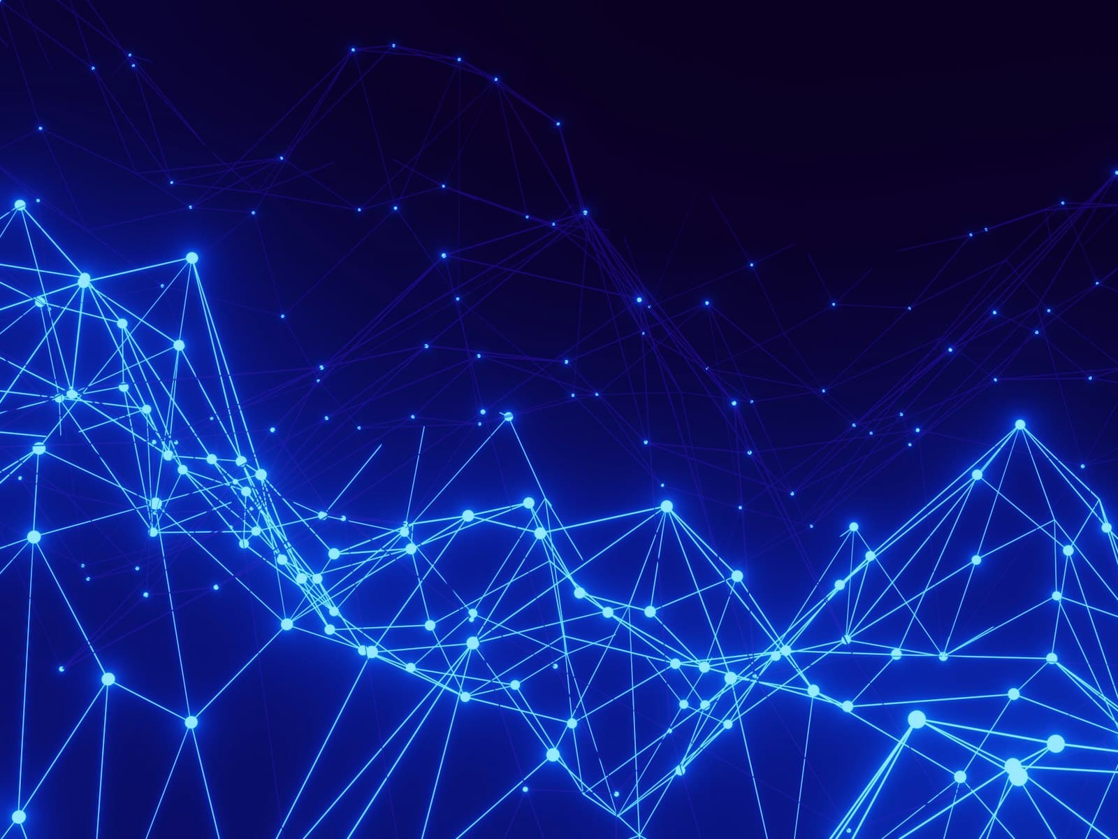 Réseau de liens connectés symbolisant le maillage de backlinks, sur fond bleu